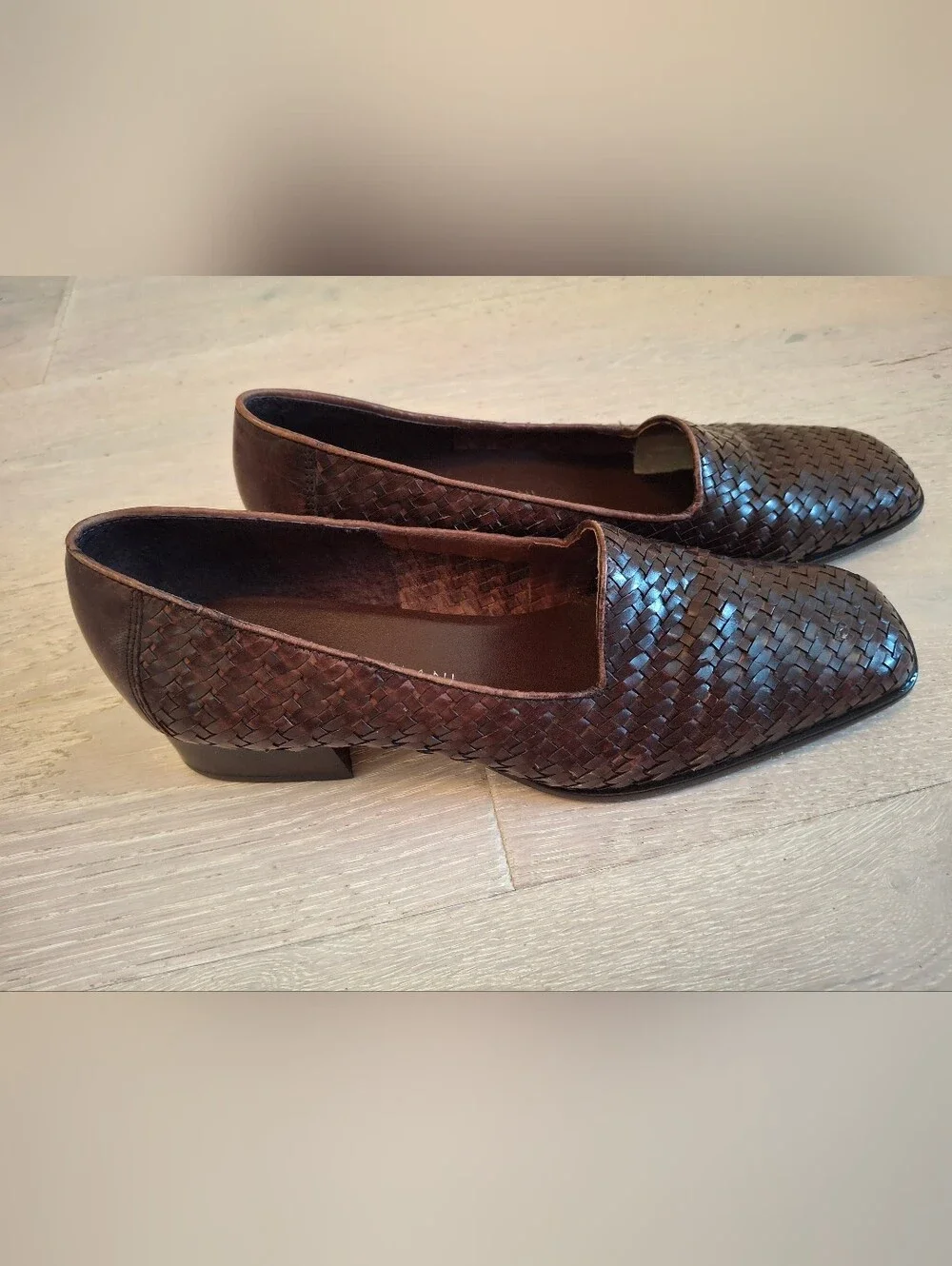 ANTONIO MELANI Brown Woven Leather Flats